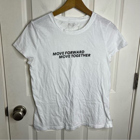 Athleta Move Forward Move Together White Daily Crewneck T-shirt Size Medium - Picture 2 of 6